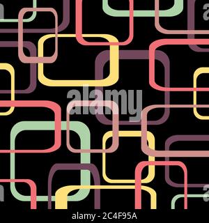 Retro pattern black background with squares - rounded. Stock Vector