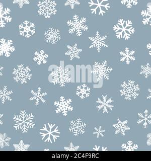 Christmas seamless pattern of snowflakes, white on gray background Stock Vector