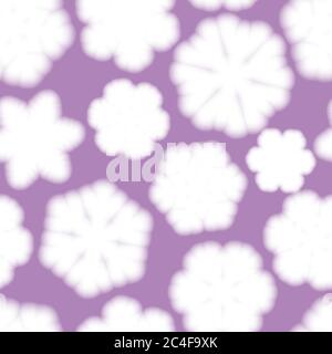 Christmas seamless pattern of big blurry snowflakes, white on purple background Stock Vector