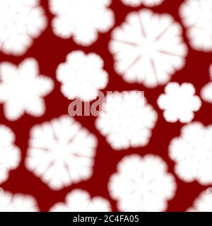 Christmas seamless pattern of big blurry snowflakes, white on red background Stock Vector
