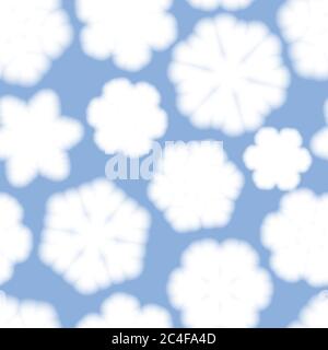Christmas seamless pattern of big blurry snowflakes, white on light blue background Stock Vector