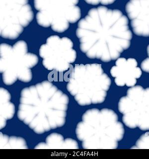 Christmas seamless pattern of big blurry snowflakes, white on blue background Stock Vector