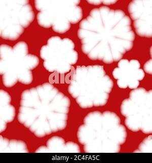 Christmas seamless pattern of big blurry snowflakes, white on red background Stock Vector