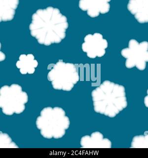 Christmas seamless pattern of big blurry snowflakes, white on light blue background Stock Vector