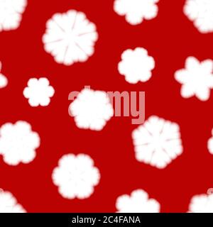 Christmas seamless pattern of big blurry snowflakes, white on red background Stock Vector