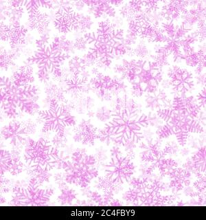 Christmas seamless pattern of snowflakes, purple on white background Stock Vector
