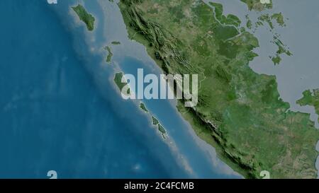 Sumatera Barat, province of Indonesia. Satellite imagery. Shape outlined against its country area. 3D rendering Stock Photo