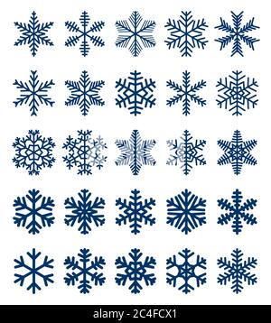 Set of blue snowflakes on white background Stock Vector