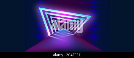 Glowing Triangle on Transparent Background. Electric sign. Transparent Light Neon Frame for Your Design. Vector Illustration. Stock Vector