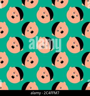 Man with mustache, seamless pattern on green background. Stock Vector