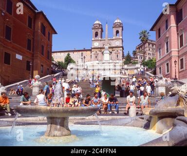 The Spanish Steps (Scalinata di Trinita dei Monti) from Piazza di Spagna, Rome (Roma), Lazio Region, Italy Stock Photo