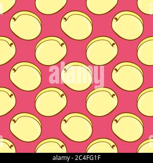 Apricots pattern, seamless pattern on red background. Stock Vector