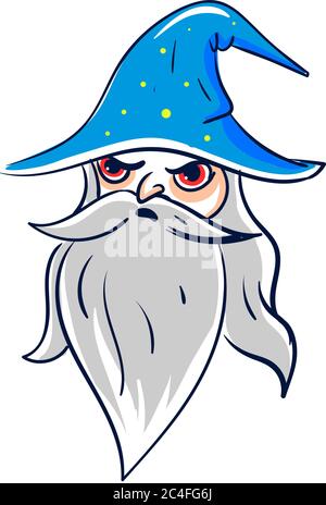 Angry wizard, illustration, vector on white background Stock Vector