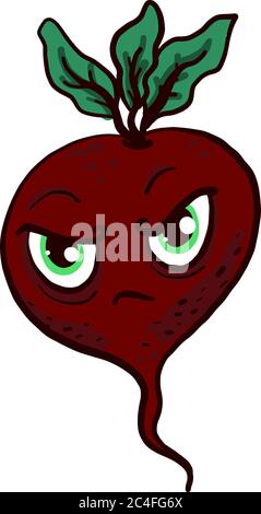 Angry beet, illustration, vector on white background Stock Vector