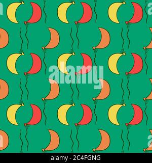 Balloons pattern, seamless pattern on green background. Stock Vector