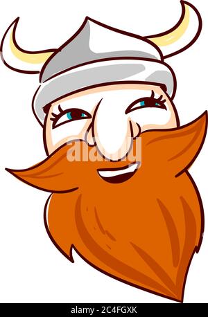 Happy viking, illustration, vector on white background Stock Vector
