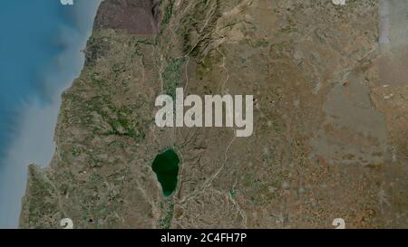 Golan, district of Israel. Satellite imagery. Shape outlined against its country area. 3D rendering Stock Photo