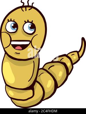 Happy smile worm, illustration, vector on white background Stock Vector