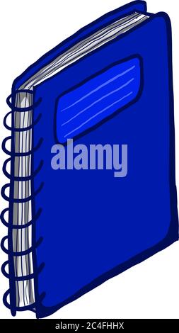 Blue notebook, illustration, vector on white background Stock Vector