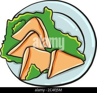 Sendwiches on a plate, illustration, vector on white background Stock Vector