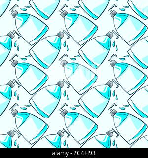 Soap bottle pattern, seamless pattern on white background. Stock Vector