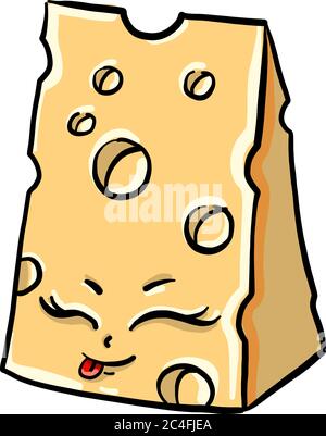 Cheese with eyes, illustration, vector on white background Stock Vector
