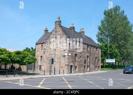 The Provands Lordship Medieval Historic House Museum Castle Street Glasgow Scotland United Kingdom exterior view of 1471 stone built crow stepped gabl Stock Photo