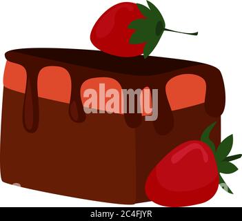 Chocolate brownie, illustration, vector on white background Stock Vector