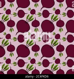 Beet pattern, seamless pattern on pink background. Stock Vector