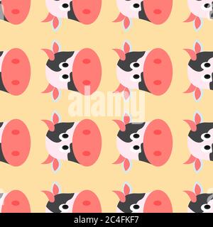 Cow pattern, seamless pattern on orange background. Stock Vector