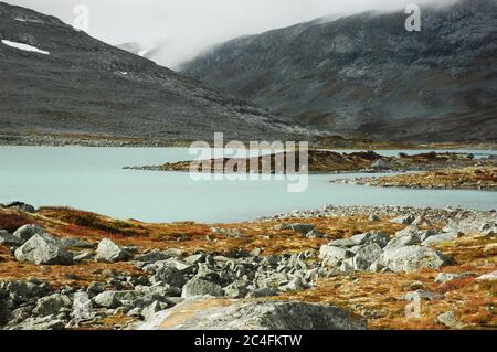 A lake in Hardangervidda National Park Stock Photo