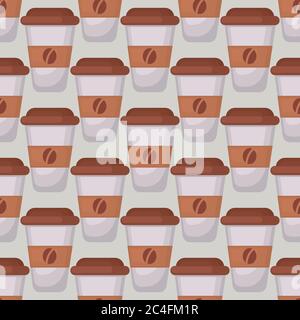 Coffee to go pattern, seamless pattern on white background. Stock Vector
