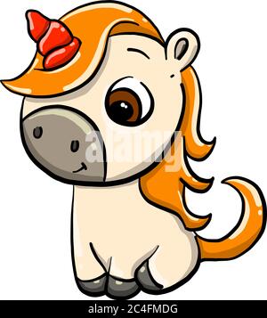 Cute pony, illustration, vector on white background Stock Vector