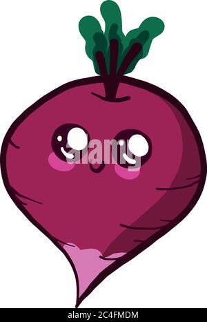 Cute radish, illustration, vector on white background Stock Vector