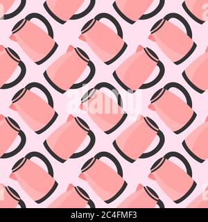 Kettle pattern, seamless pattern on pink background. Stock Vector