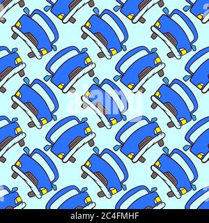 Blue car pattern, seamless pattern on blue background. Stock Vector