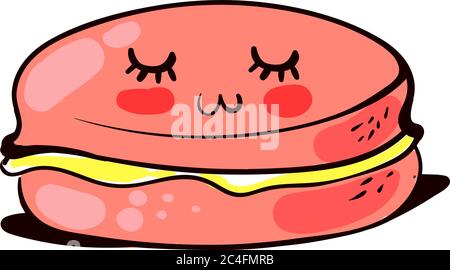 Cute macaroon, illustration, vector on white background Stock Vector