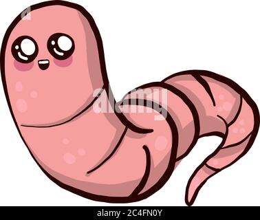 Cute worm, illustration, vector on white background Stock Vector