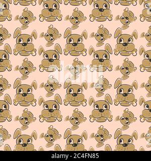 Dog with bone pattern, seamless pattern on pink background. Stock Vector
