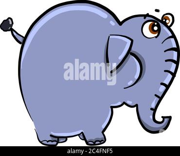 Fat elephant, illustration, vector on white background Stock Vector