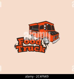 Vector illustration of street food truck graphic badge. Food old logo design.EPS 10 Stock Vector
