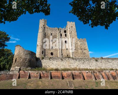 ROCHESTER, KENT, UK -SEPTEMBER 13, 2019:  Exterior view of the Keep at Rochester Castle Stock Photo