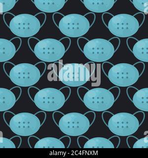 Medical mask pattern, seamless pattern on dark background. Stock Vector