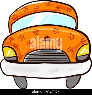 Orange car, illustration, vector on white background Stock Vector