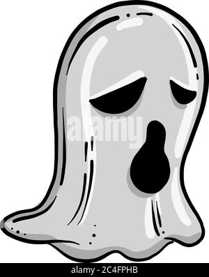 Sad ghost, illustration, vector on white background Stock Vector