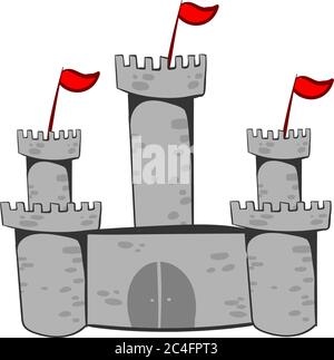Gray castle, illustration, vector on white background Stock Vector