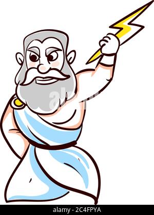 Angry Zeus, illustration, vector on white background Stock Vector