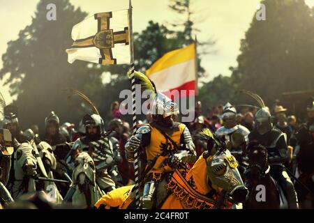 Grunwald, Poland - July 14th 2018: Battle of Grunwald 1410 reenactment Stock Photo