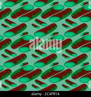 Eclair pattern, seamless pattern on green background. Stock Vector