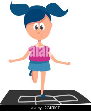 Hopscotch, illustration, vector on white background Stock Vector